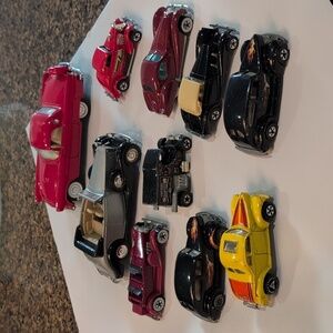 Classic Die-Cast Toy Car Set - Red, Yellow, Black Vintage 1980s